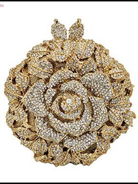 Mini Round Flower Crystal Clutch Purses for Women Formal Evening Bags Wedding